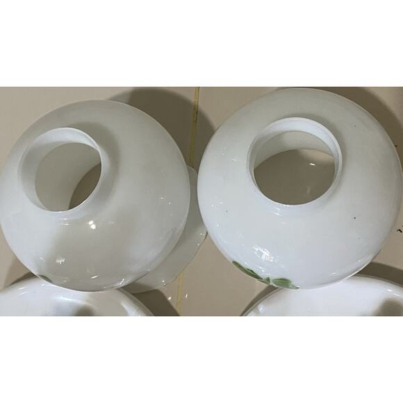 Vintage Milk Glass Hurricane Parlor Hand Painted Floral Lamp Scallop Base Style - Picture 10 of 16